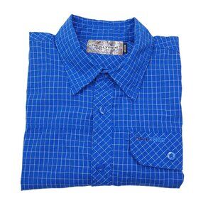 Realtree Mens M Short Sleeve Button Up Shirt Blue Plaid Lightweight Breathable